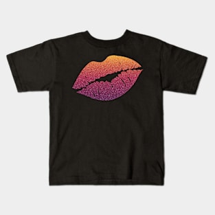 Dark Sunset Ombre Faux Glitter Lips Kids T-Shirt